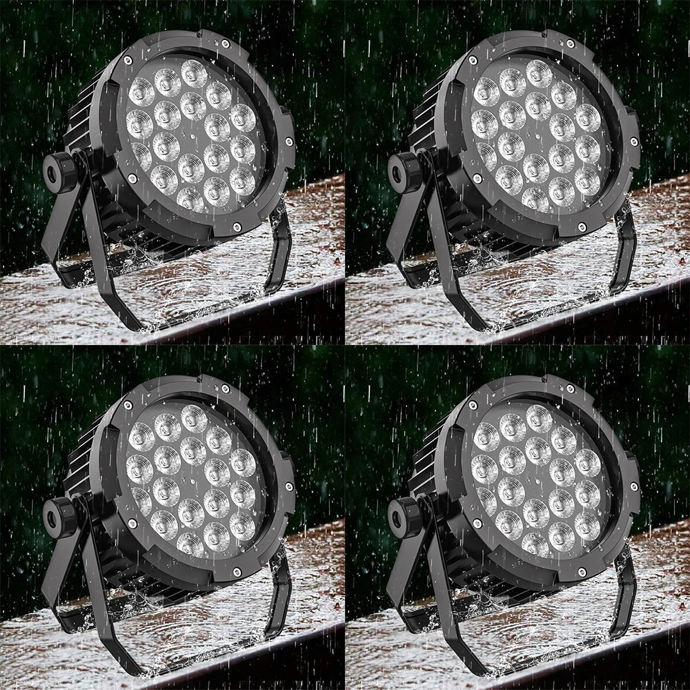 U'King 4Pack 150W LED Par Light Waterproof DMX512 18x10W RGBWAUV