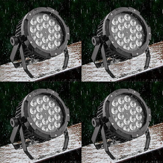 U'King 4Pack 150W LED Par Light Waterproof DMX512 18x10W RGBWAUV