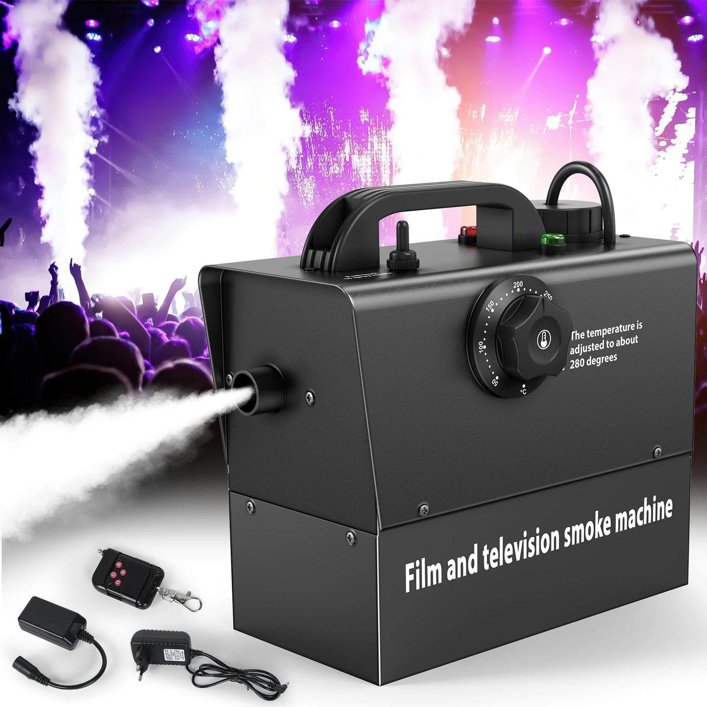 Fieryzeal 400W Rechargeable Fog Machine Remote Control Stage Light