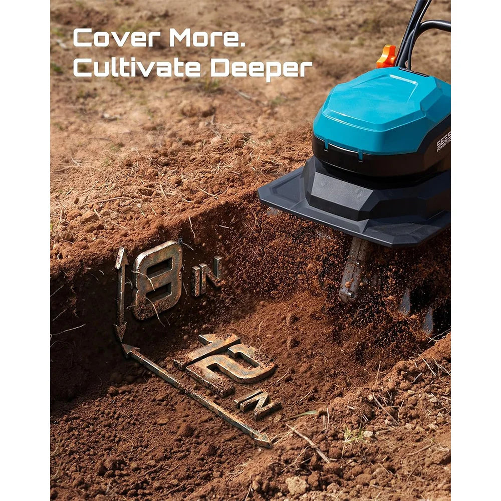 SeeSii 40V Cordless Tiller Cultivator With Batteries
