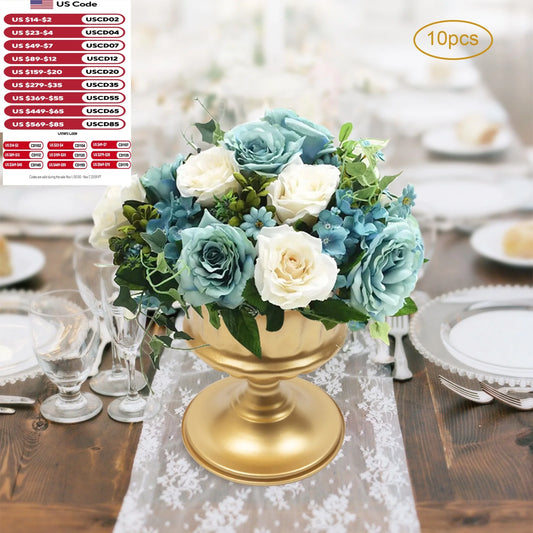 Gold Floral Vases Set Of 10 Trumpet Centerpieces For Weddings