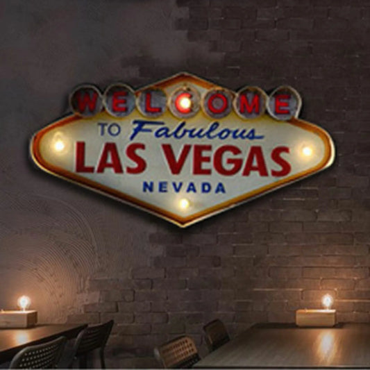 LED Metal Neon Sign Welcome to Las Vegas Pub Cafe Wall Decor