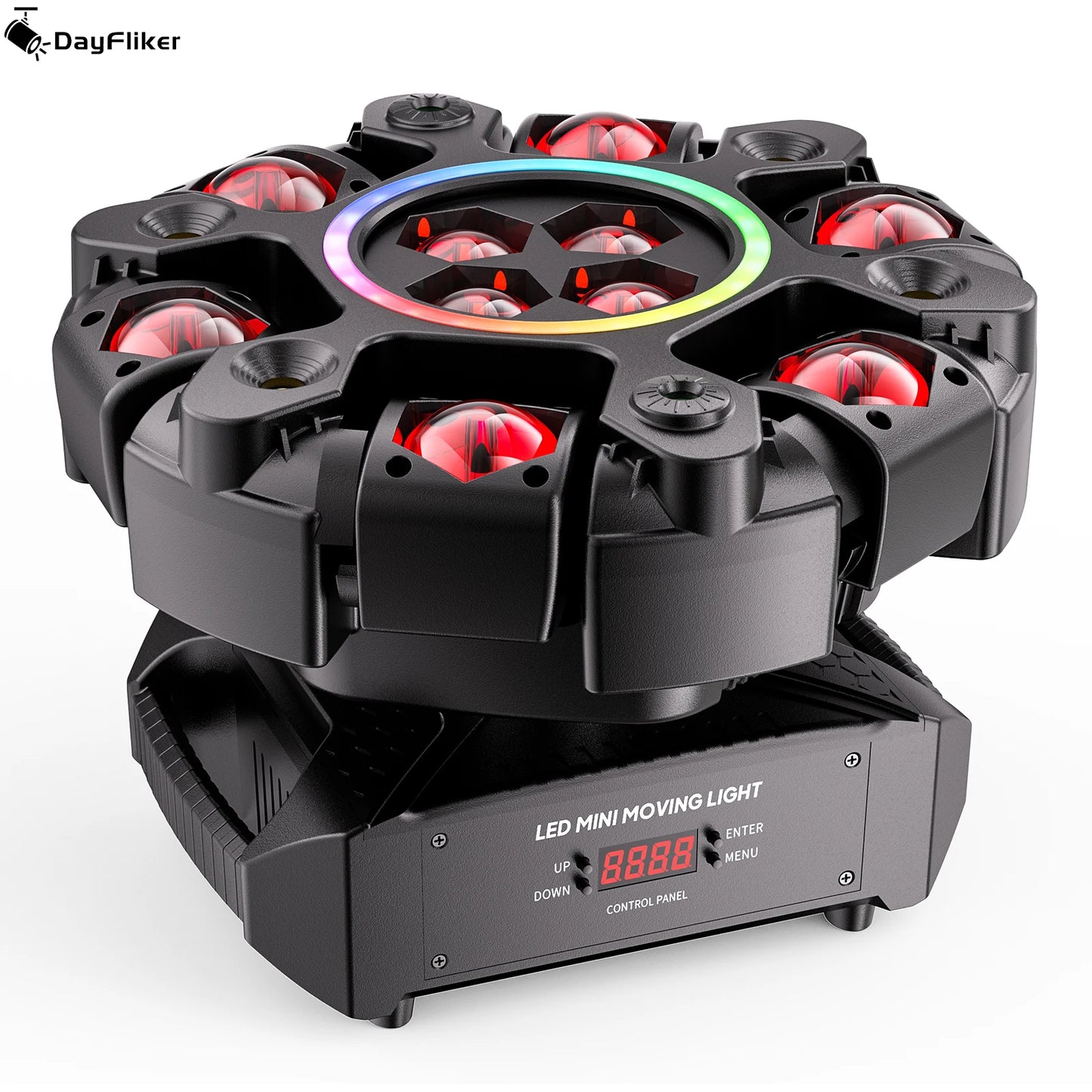 DayFlicker 120W RGBW Moving Head Light DMX512 26CH Strobe