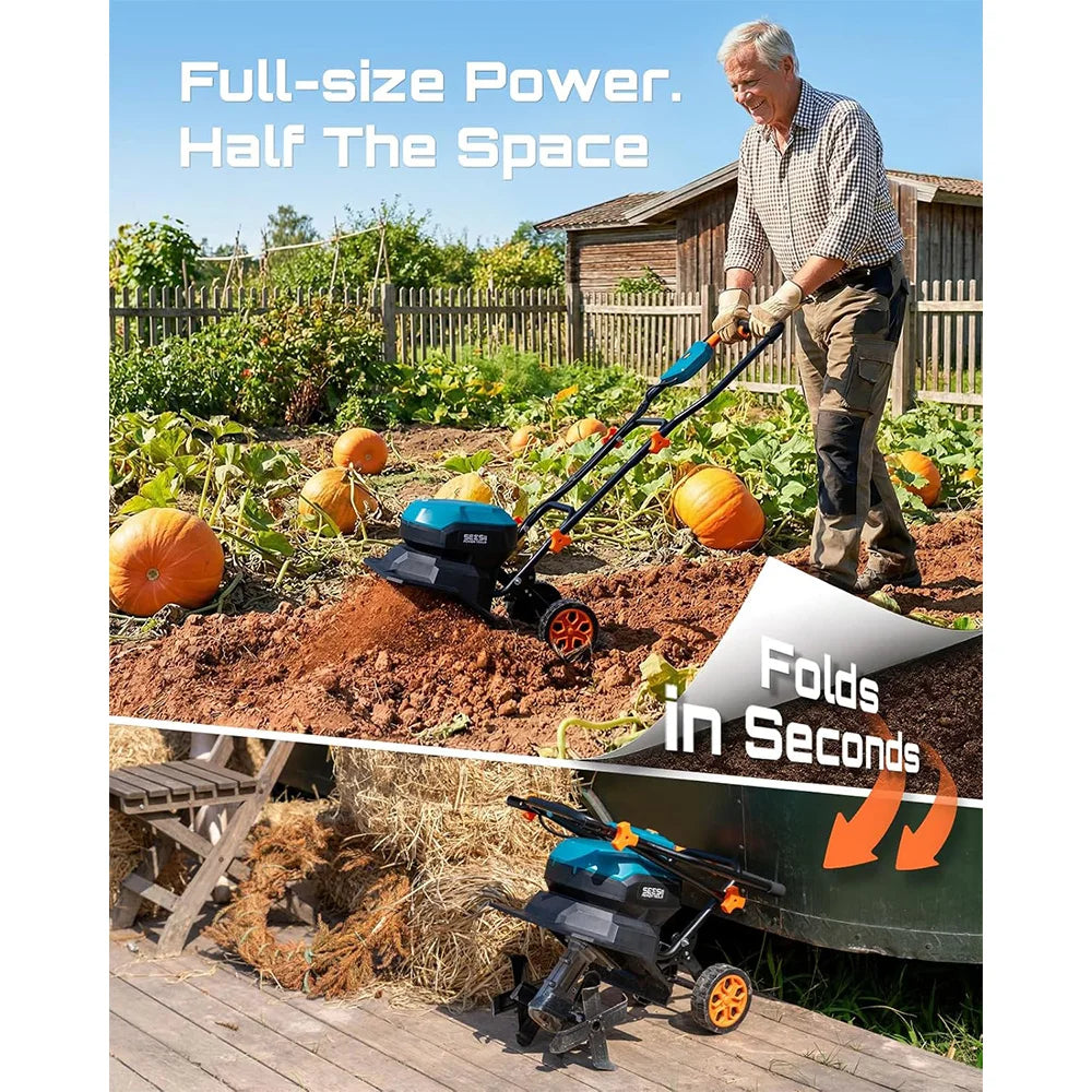 SeeSii 40V Cordless Tiller Cultivator With Batteries