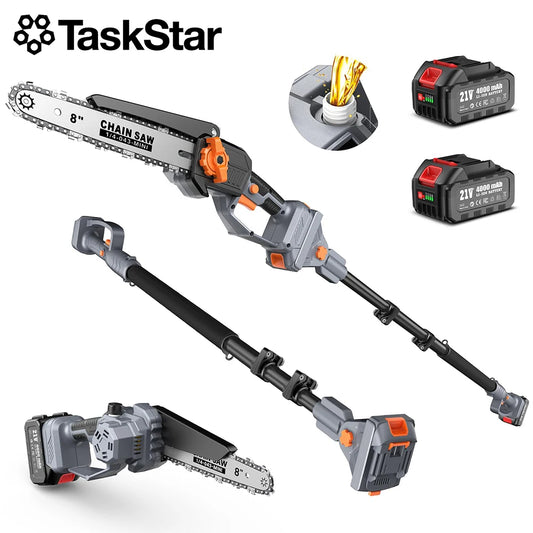 TaskStar Extendable Pruning Saw For Garden With 2x 4000mAh Batteries