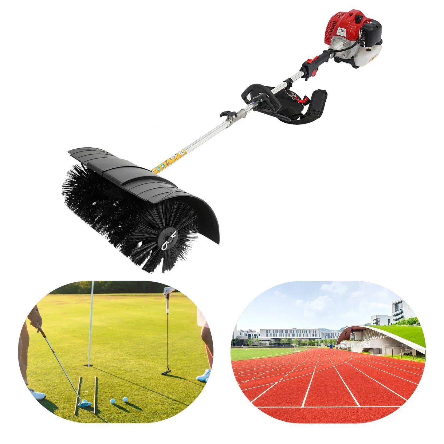 Bymaocar Gas Powered Walk Behind Lawn Sweeper 2 Stroke 2.3HP