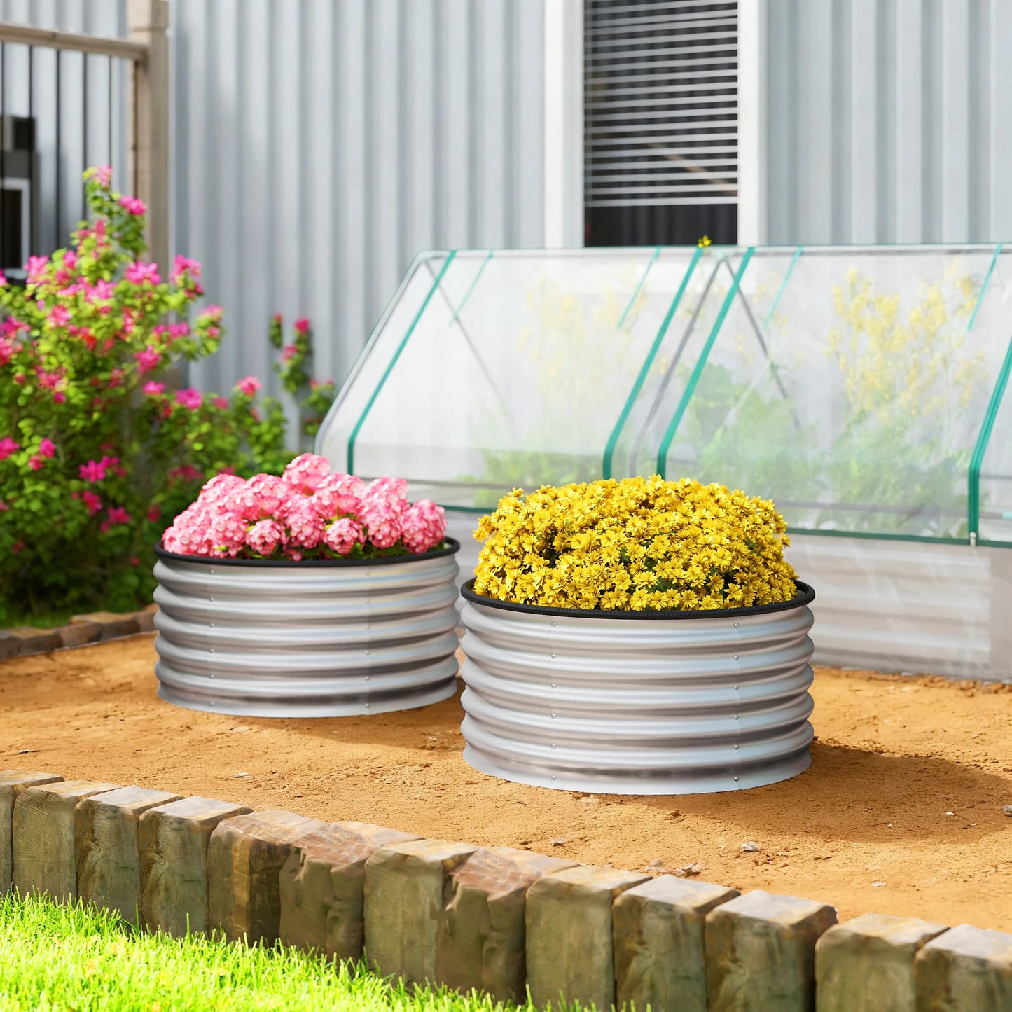 Raised Garden Bed Set Of 2 Galvanized Planter Boxes