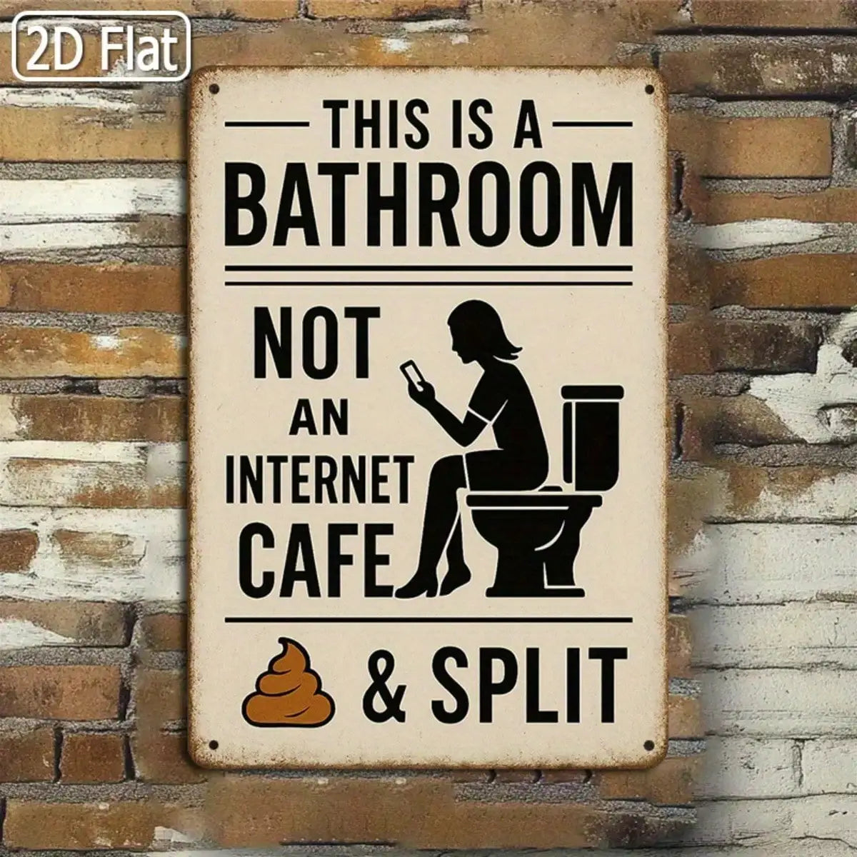 Vintage Iron Tin Sign Bathroom Humor Wall Art For Restroom