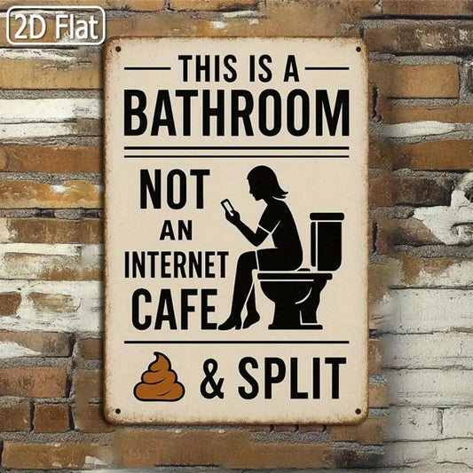Vintage Iron Tin Sign Bathroom Humor Wall Art For Restroom