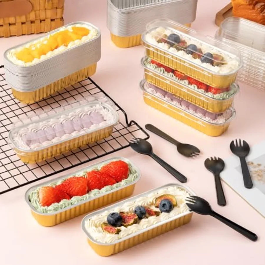Mini Loaf Pans With Lids And Spoons Aluminum Foil Pans