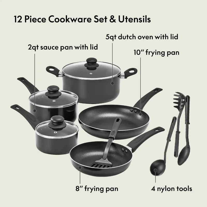 Bella Nonstick Aluminum Cookware Set PFOA Free Scratch Resistant