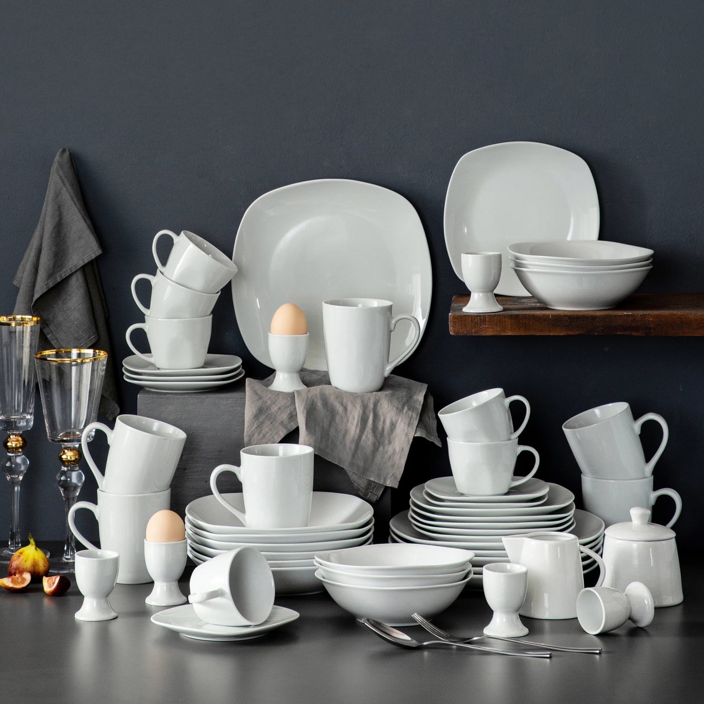 MALACASA Elisa 50 Piece Tableware Dinner Set For 6