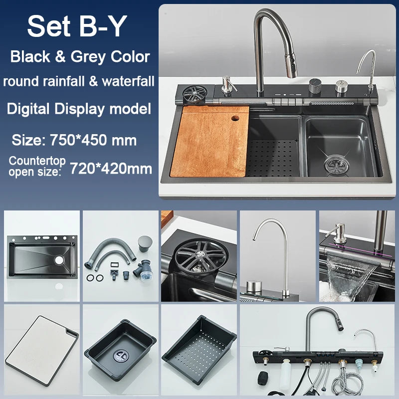 Rozin Stainless Steel Kitchen Sink With Faucet Single Bowl