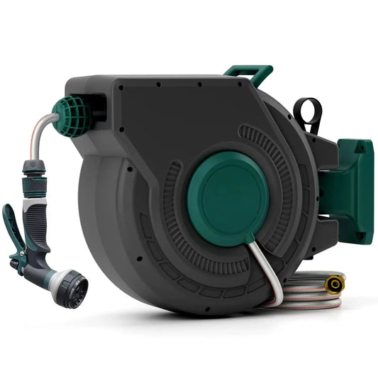 Retractable Garden Hose Reel With Slow Return And Wall Mount