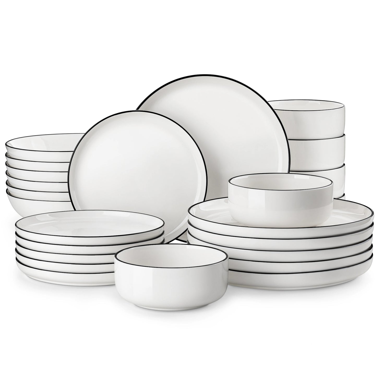 MALACASA Ceramic Dinnerware Set 24/48 Piece Porcelain Plates Bowls