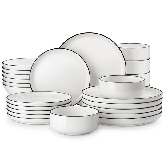 MALACASA Ceramic Dinnerware Set 24/48 Piece Porcelain Plates Bowls