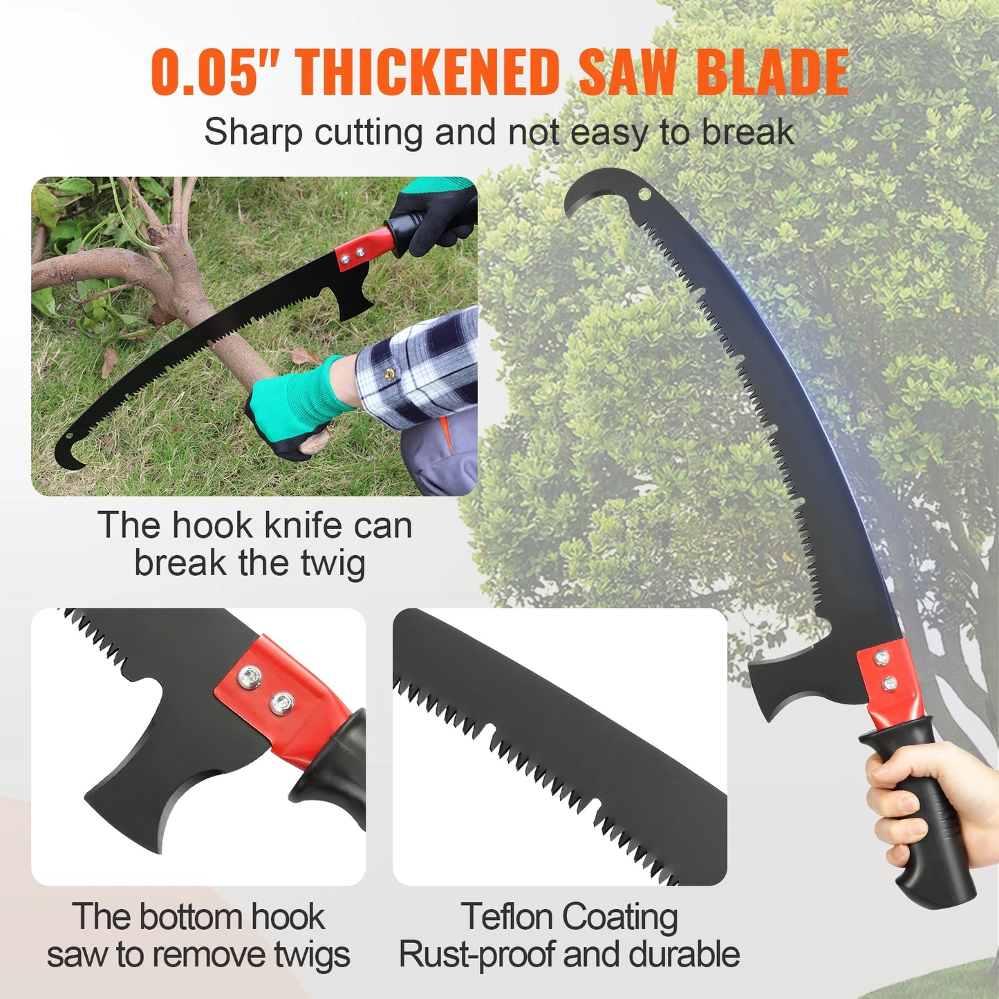 SucceBuy Telescopic Pole Saw Pruner With Sharp Steel Blade