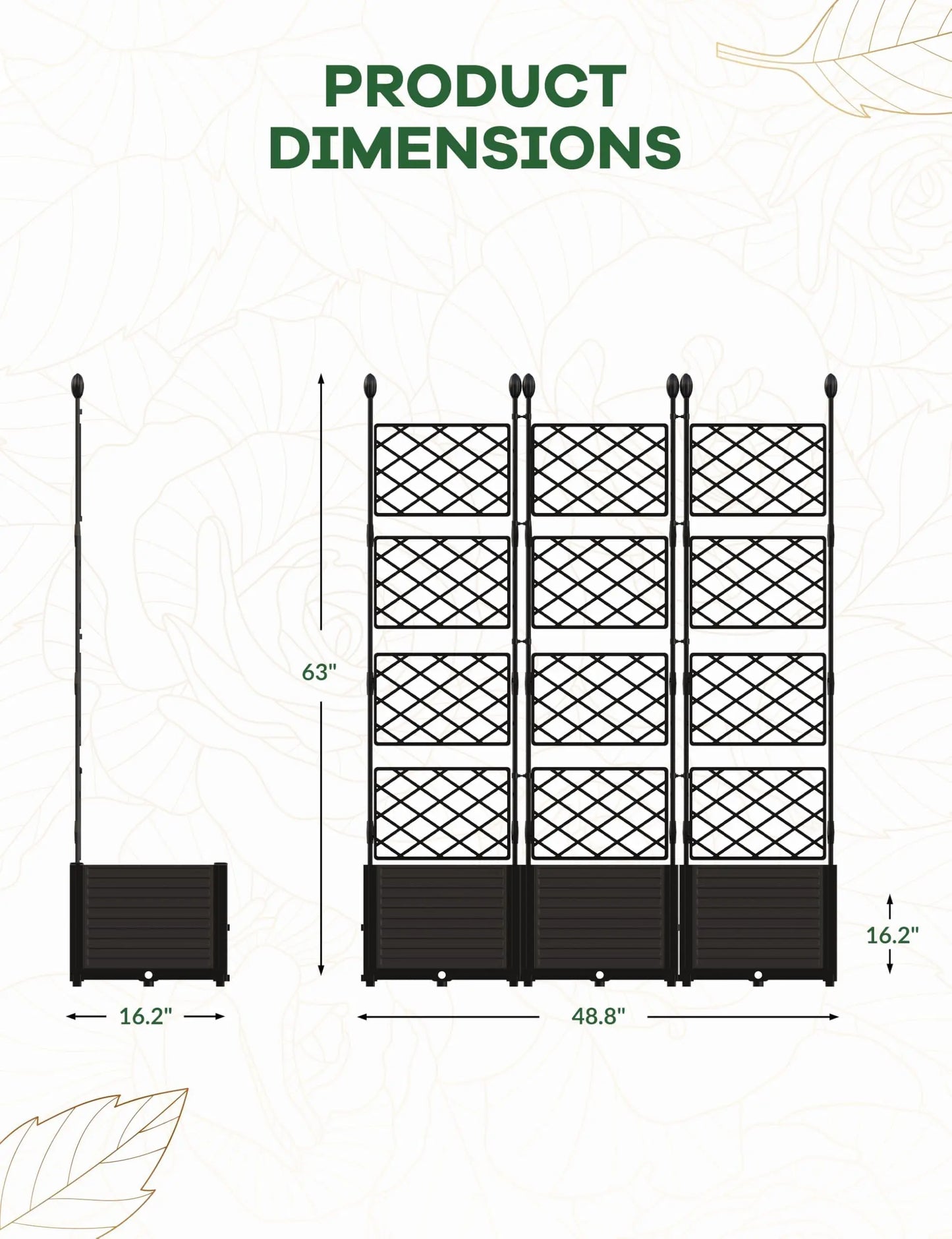 HiMISS Planter Box With Trellis For Climbing Plants And Vines