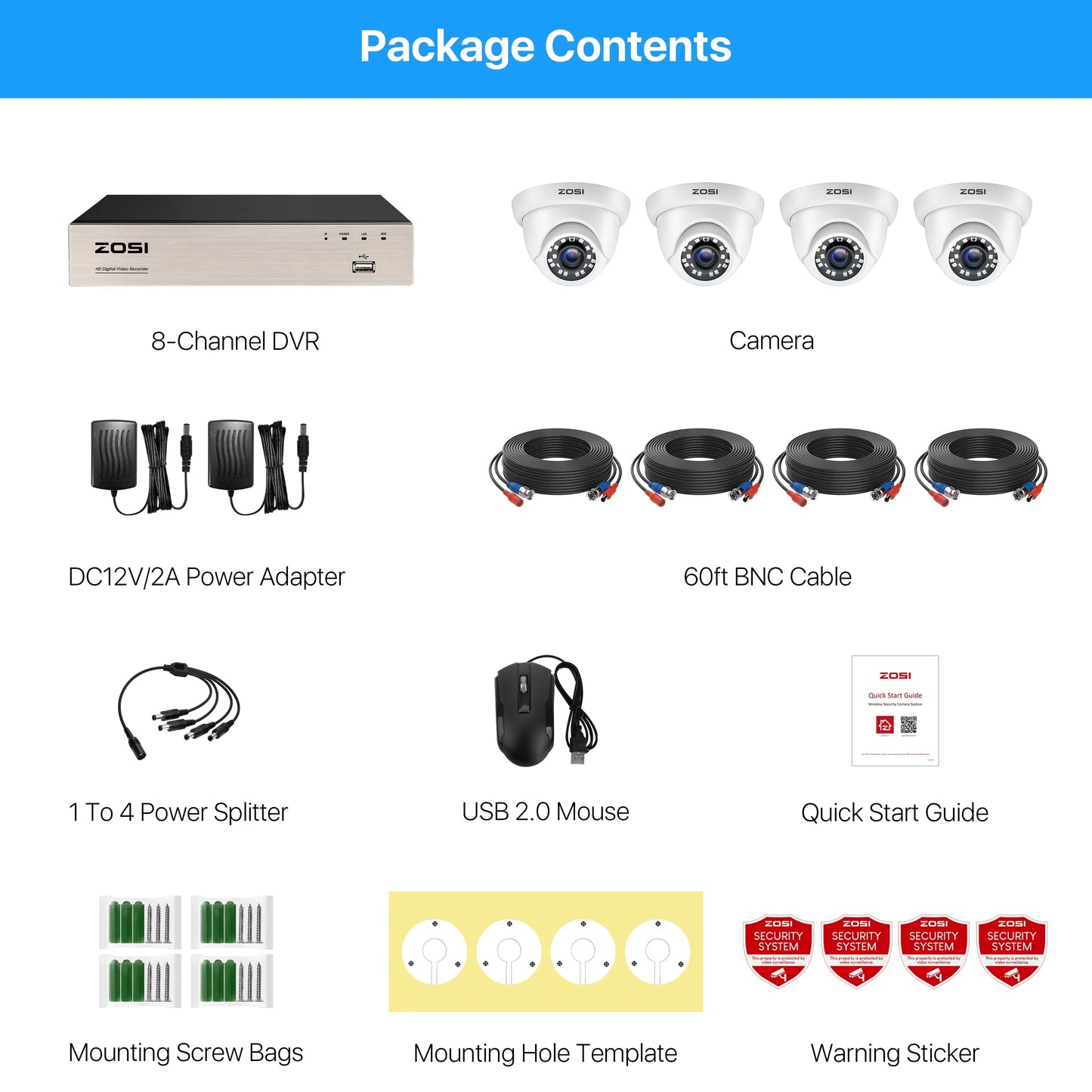 ZOSI 8-Channel 1080P HD Wired Security Camera System Kit