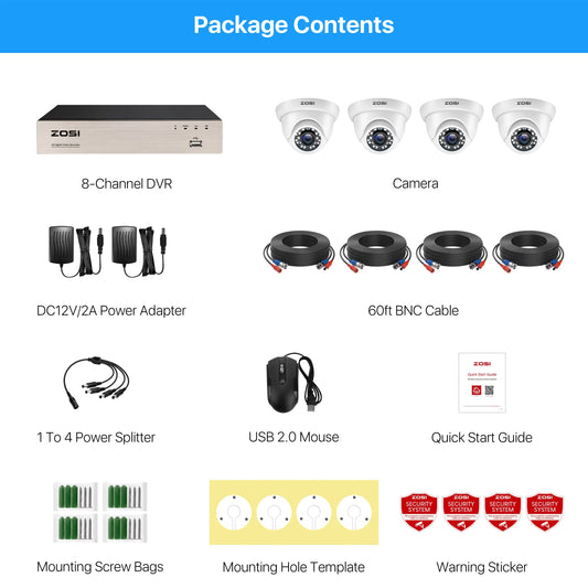 ZOSI 8-Channel 1080P HD Wired Security Camera System Kit