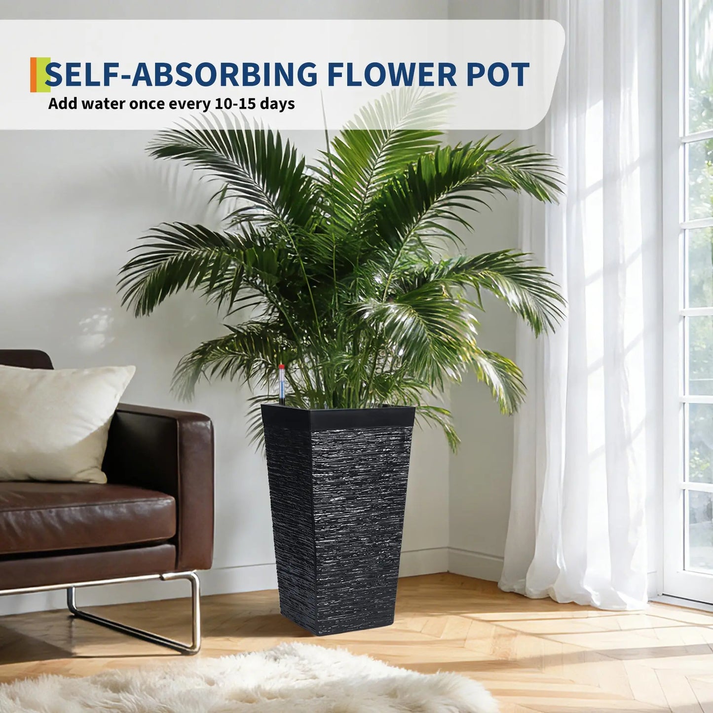 HiMISS Self Watering Planters Set Of 2 For Outdoor Porch