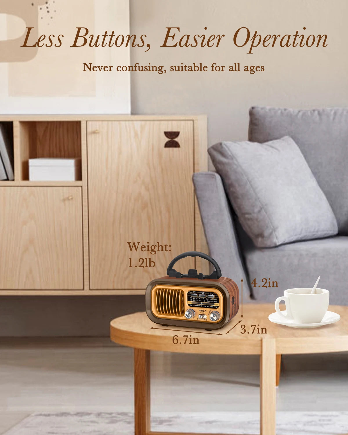 PRUNUS J-150 Retro Bluetooth Radio AM FM Solar Battery