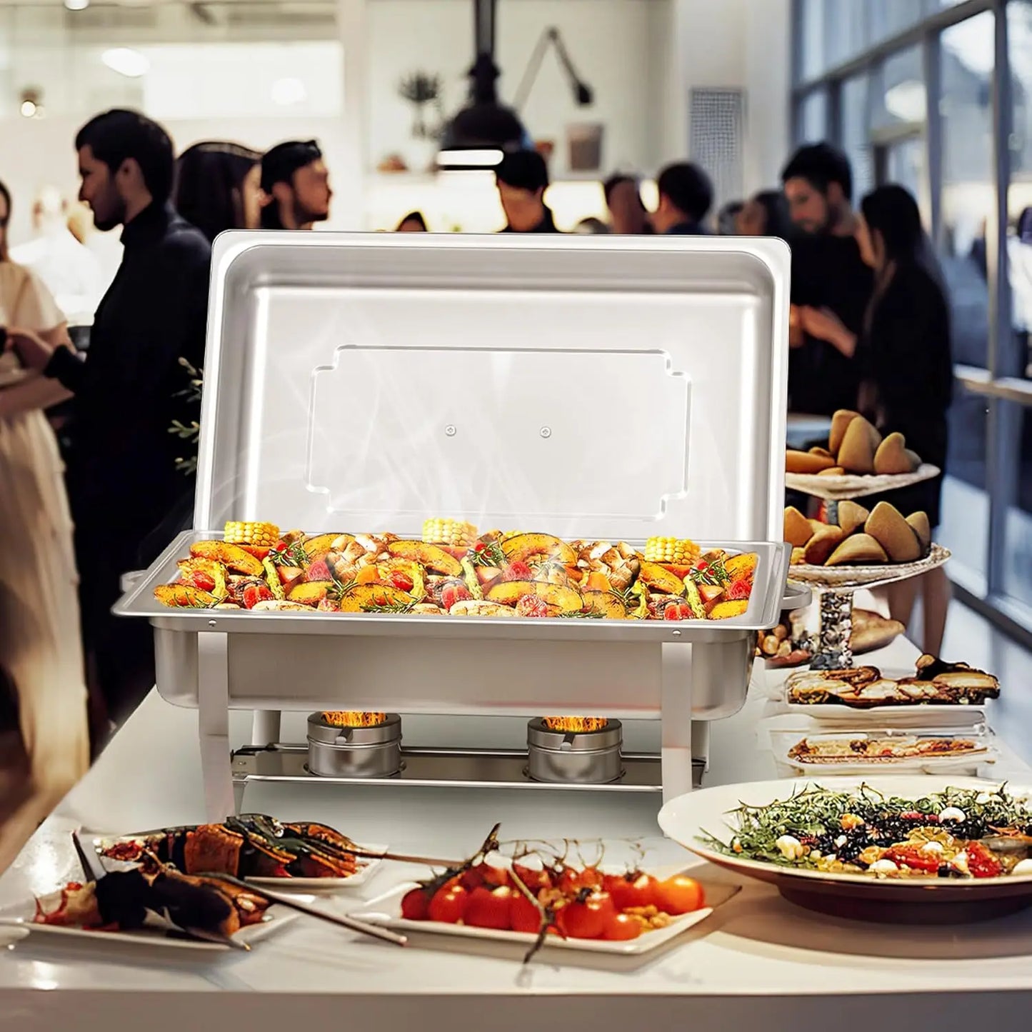 Stainless Steel Chafing Dish Buffet Set 8 Qt With Lids