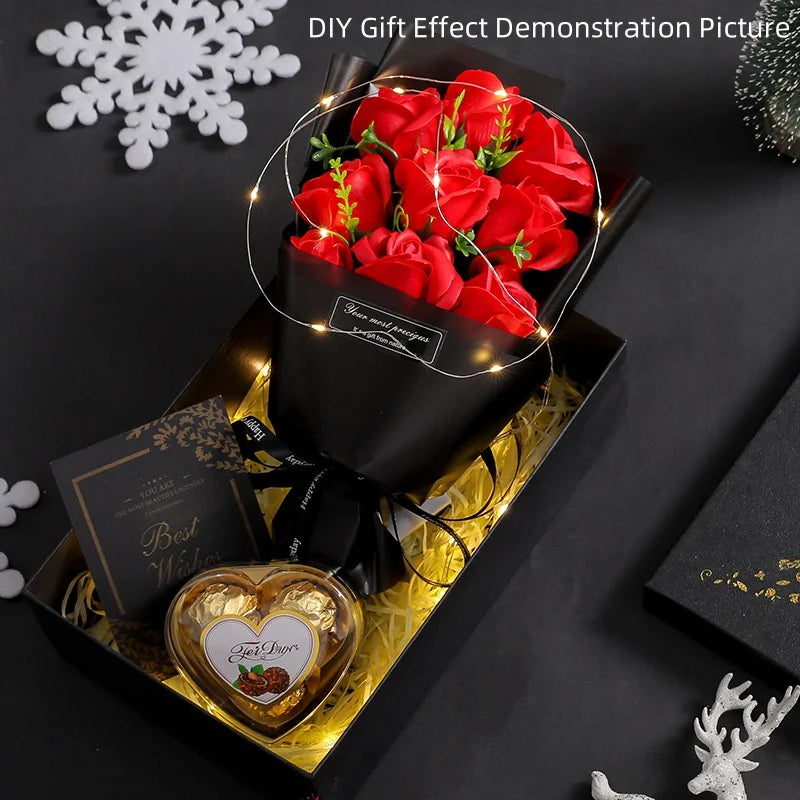 9 Heads Soap Flower Rose Bouquet Artificial Roses For Christmas