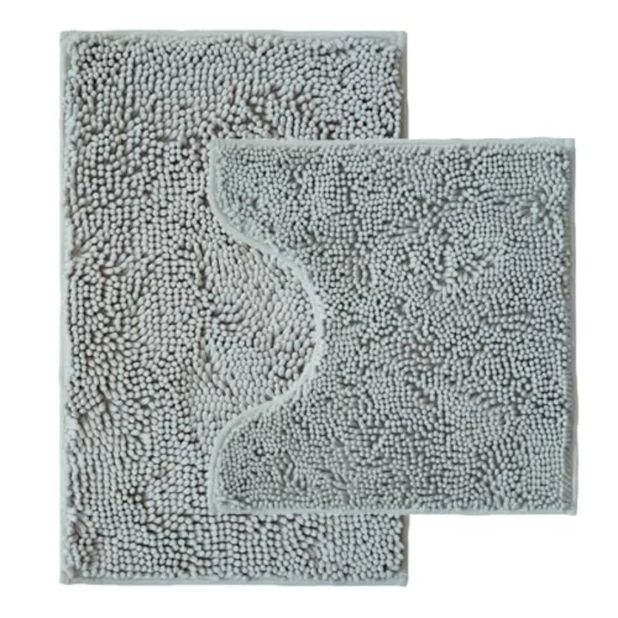 Chenille Bathroom Rug Sets With Non-Slip Backing