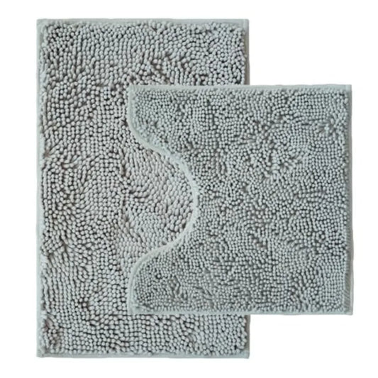 Chenille Bathroom Rug Sets With Non-Slip Backing