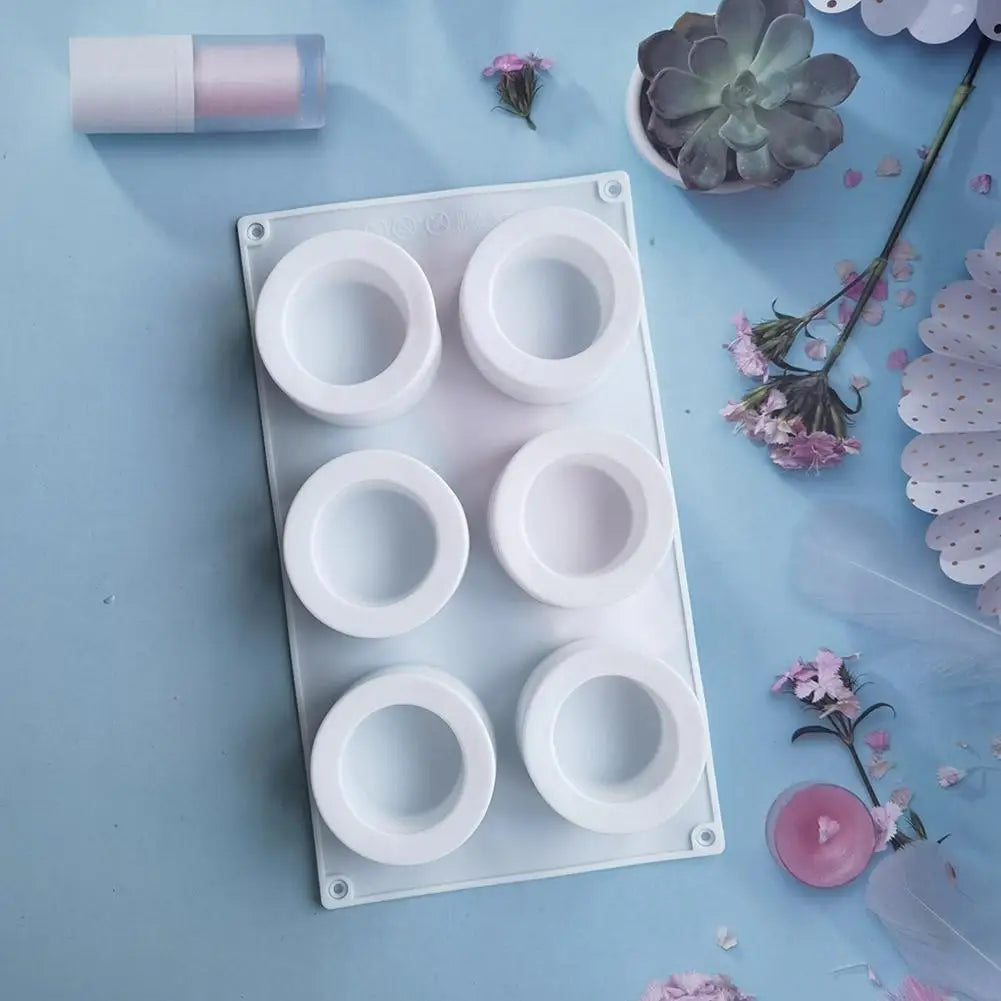 Silicone Mousse Cake Mold 6 Hole Cylindrical Bakeware