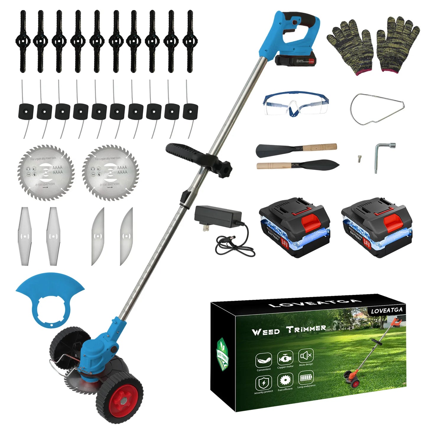21V Cordless 3-In-1 Lawn Mower Trimmer With Folding Handle
