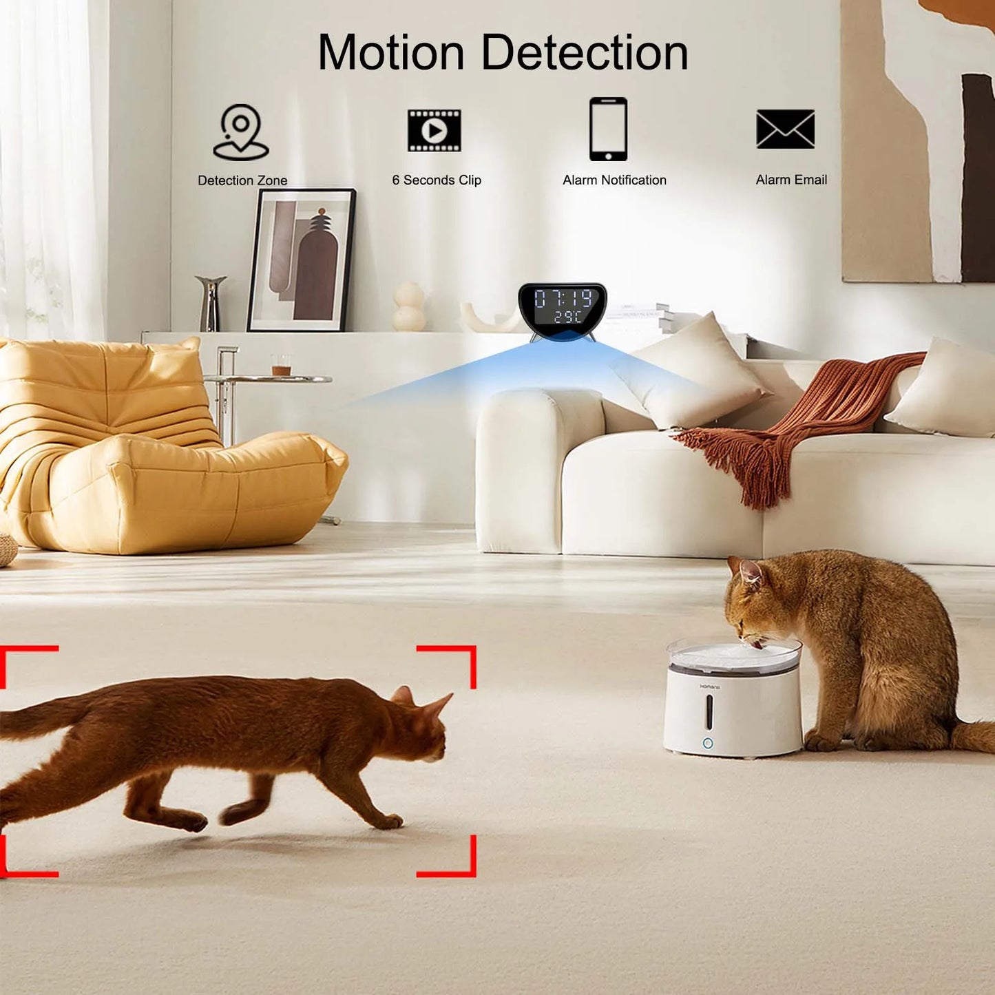 Ouvis 4K WiFi Clock Camera With Wireless Charging App Control