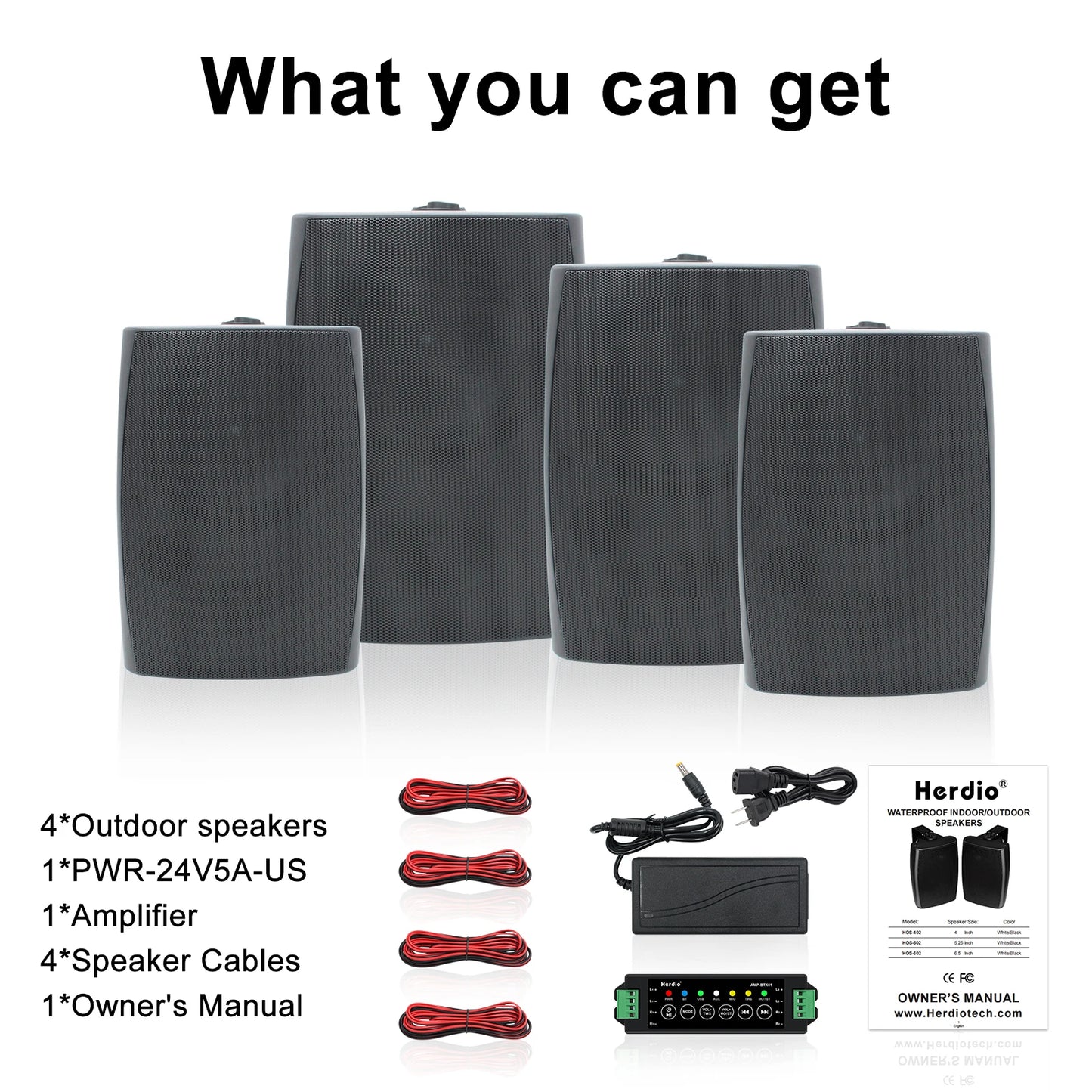 Herdio Outdoor Bluetooth Speakers 800W With Waterproof Amplifier Wall Mount