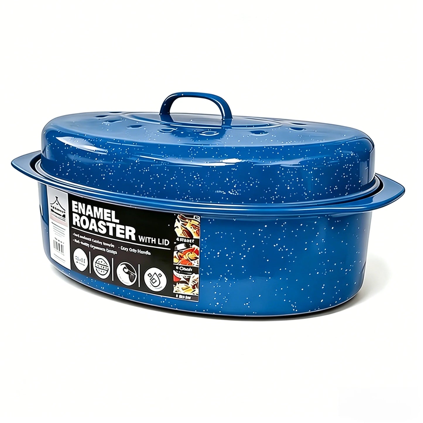 Oval Roaster With Lid In Enameled Steel, 7 Lb Capacity