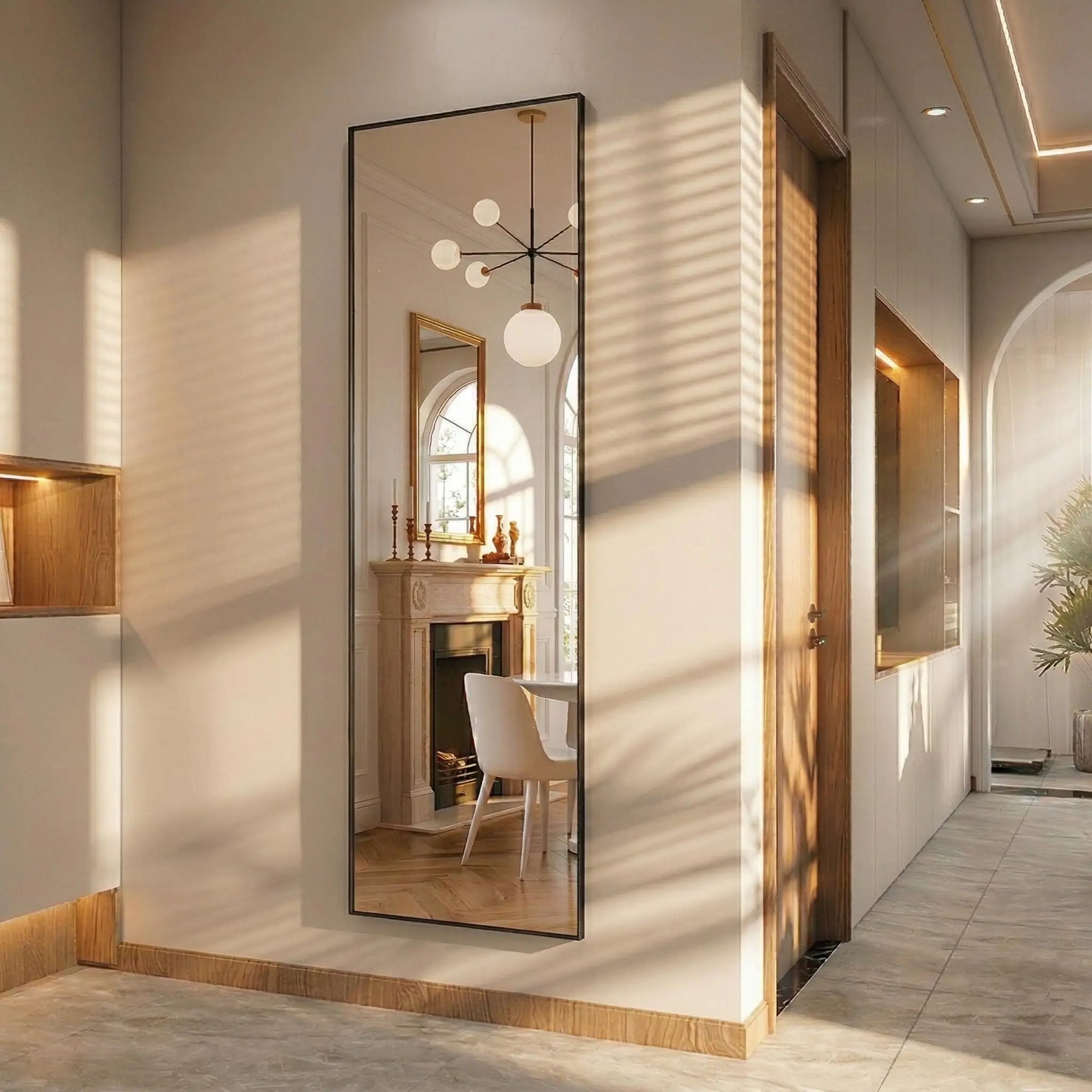 Modern Arched Full Length Wall Mirror By Gold Finish Brand