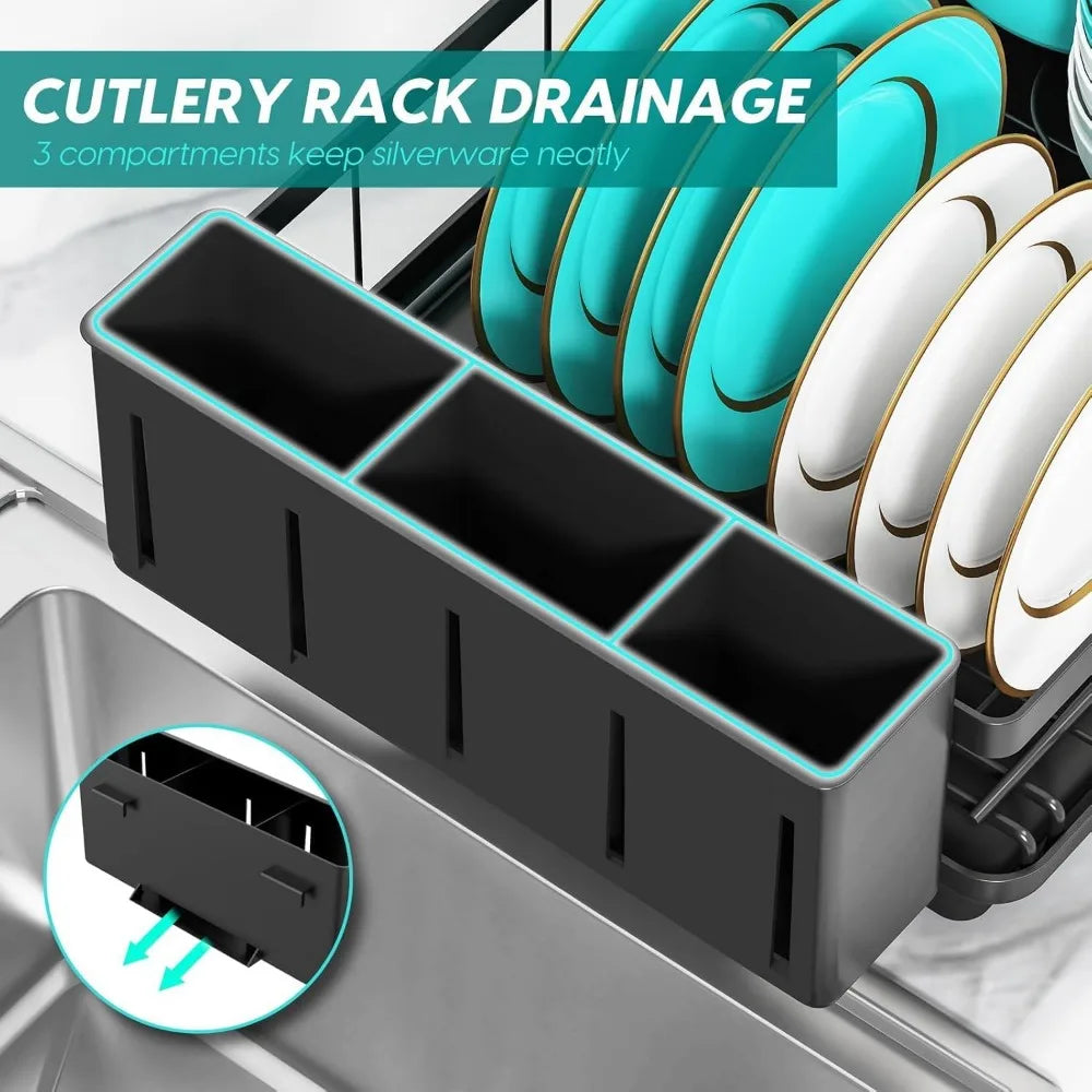 NBVCX Rustproof Dish Drying Rack With Large Utensil Holder