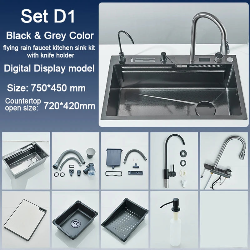 Rozin Stainless Steel Kitchen Sink With Faucet Single Bowl