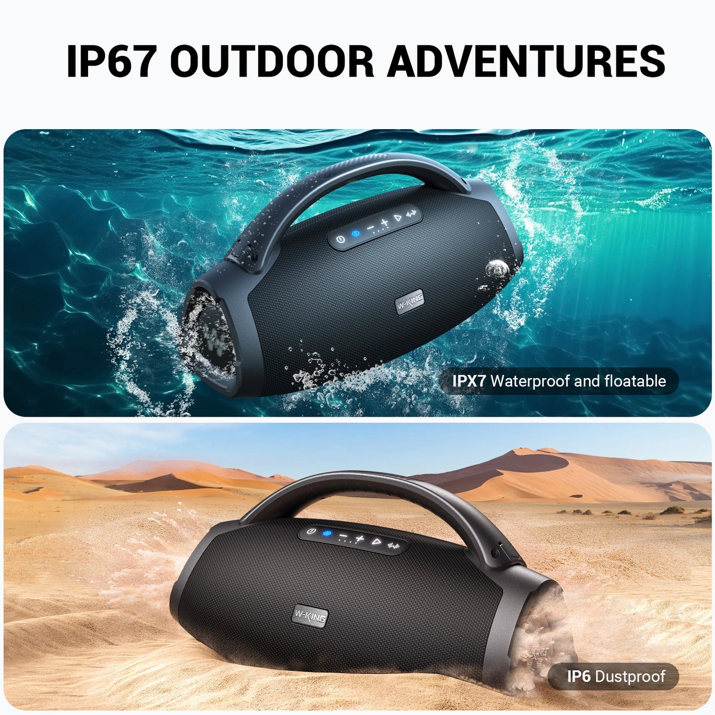 W-King D20 200W RMS Portable Bluetooth Speaker IPX7 Waterproof Outdoor