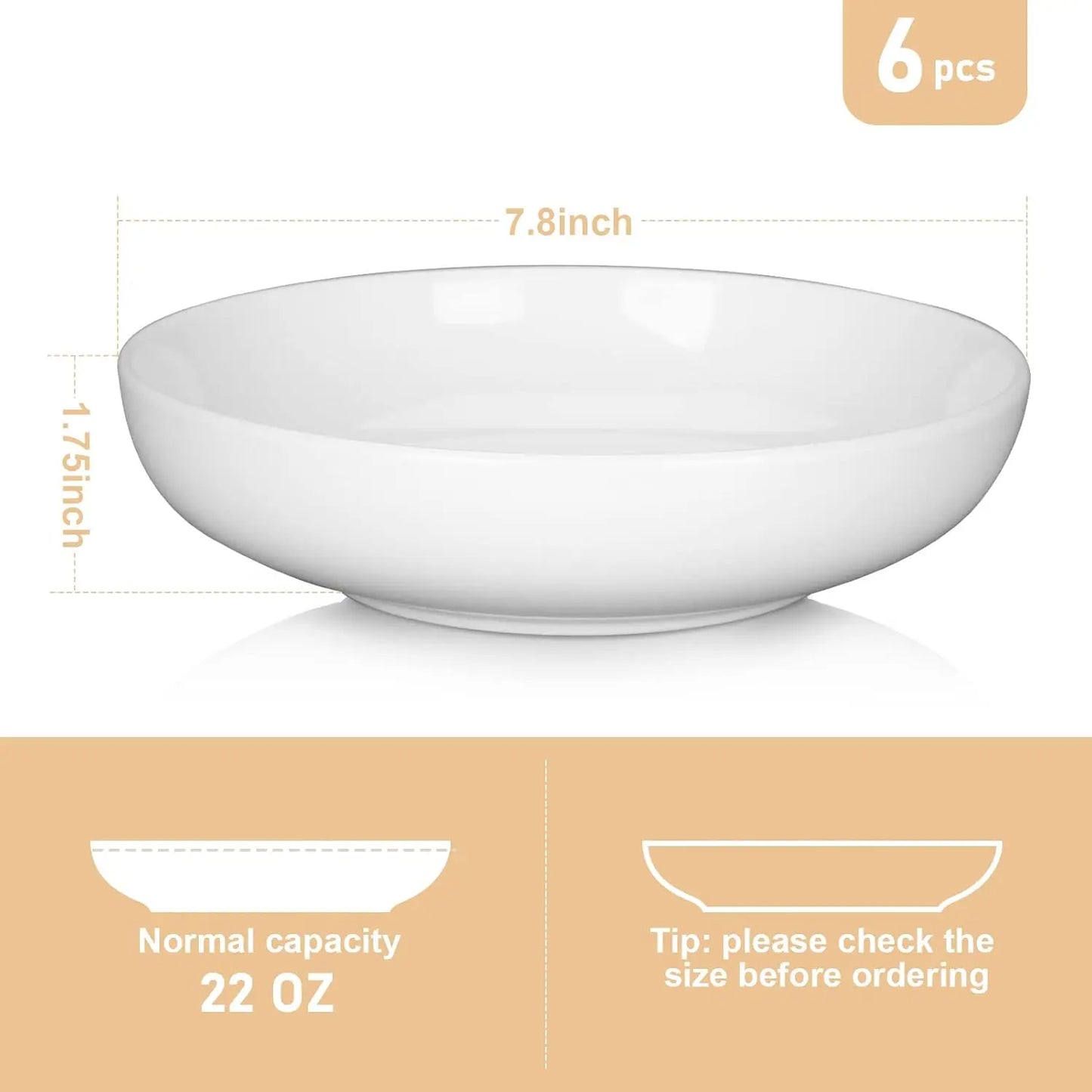 Porcelain Pasta Bowls Set, Ceramic Bowls For Salad And Soup