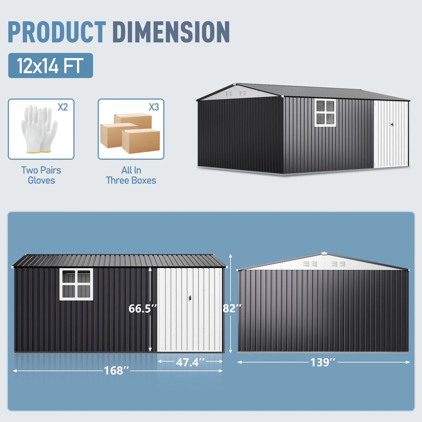 VIWAT Outdoor Metal Storage Shed With Window And Lockable Door