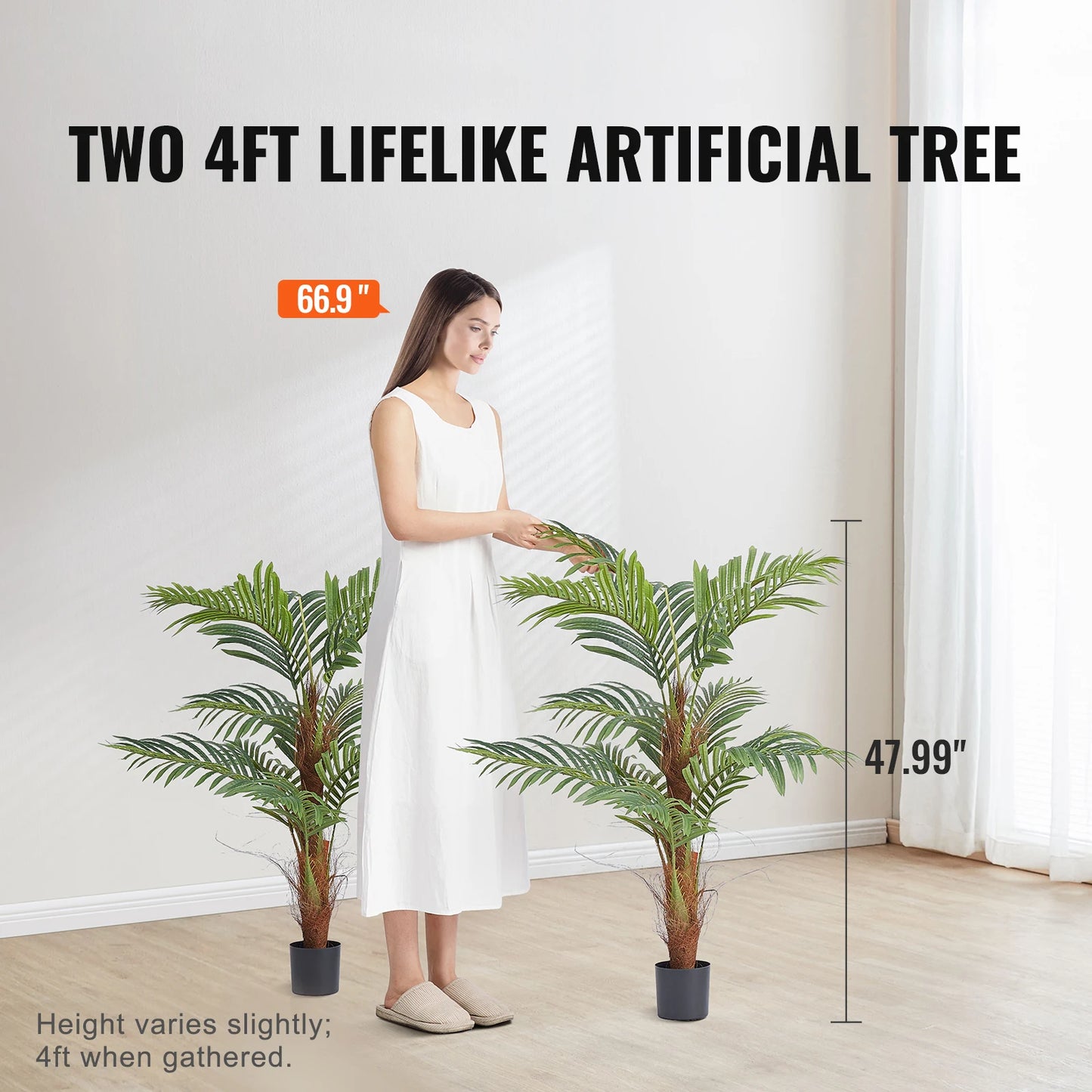 SucceBuy Artificial Palm Tree Faux Plant With Anti Tip Support