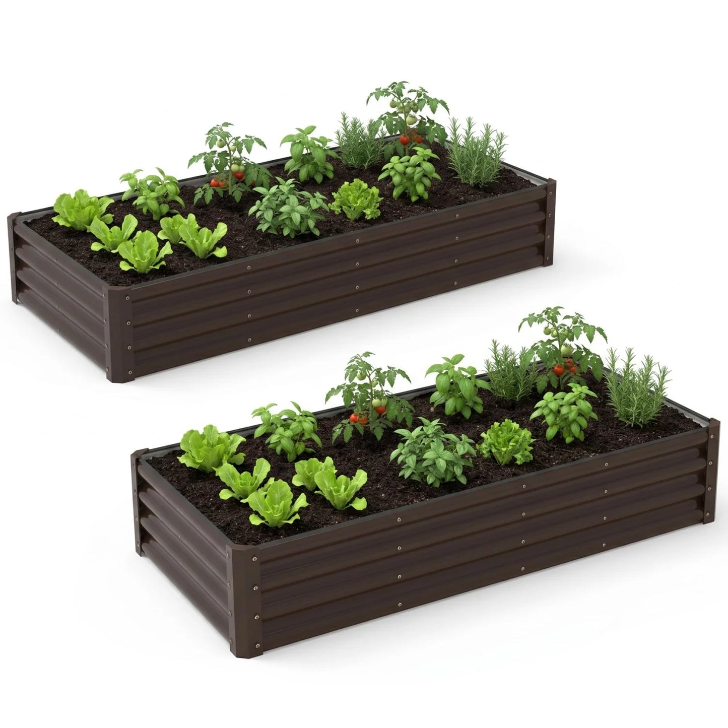 HiMISS 2 Pack Galvanized Steel Raised Garden Beds Outdoor
