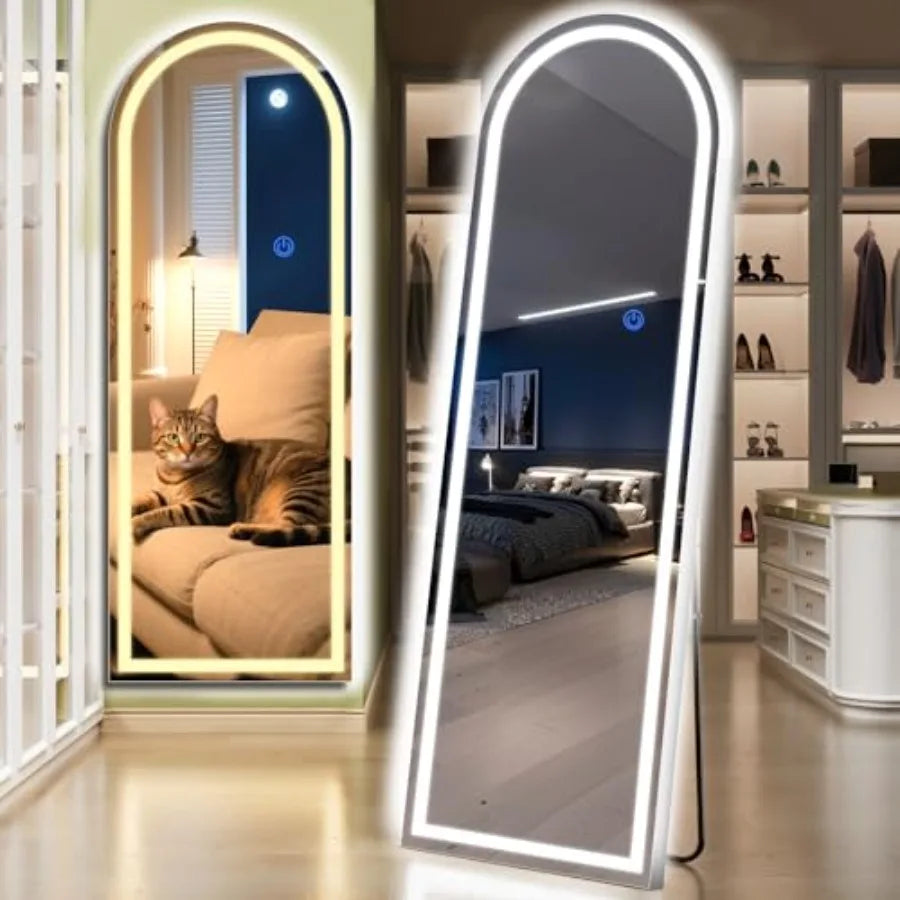 Full Length Standing Mirror With Dimmable 3 Color Led Lights
