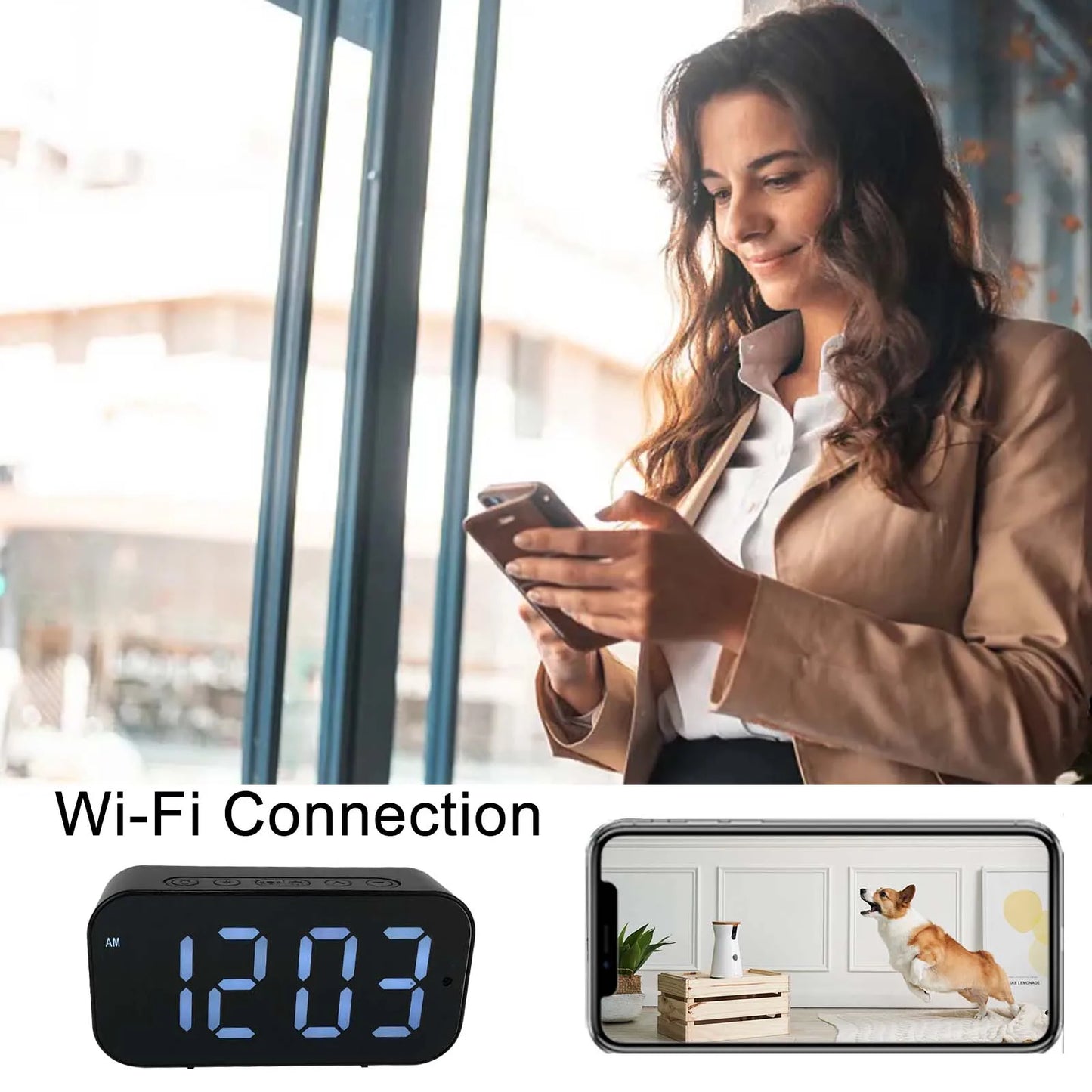Ouvis WiFi Clock Camera 1080P HD Motion Detection Remote Viewing