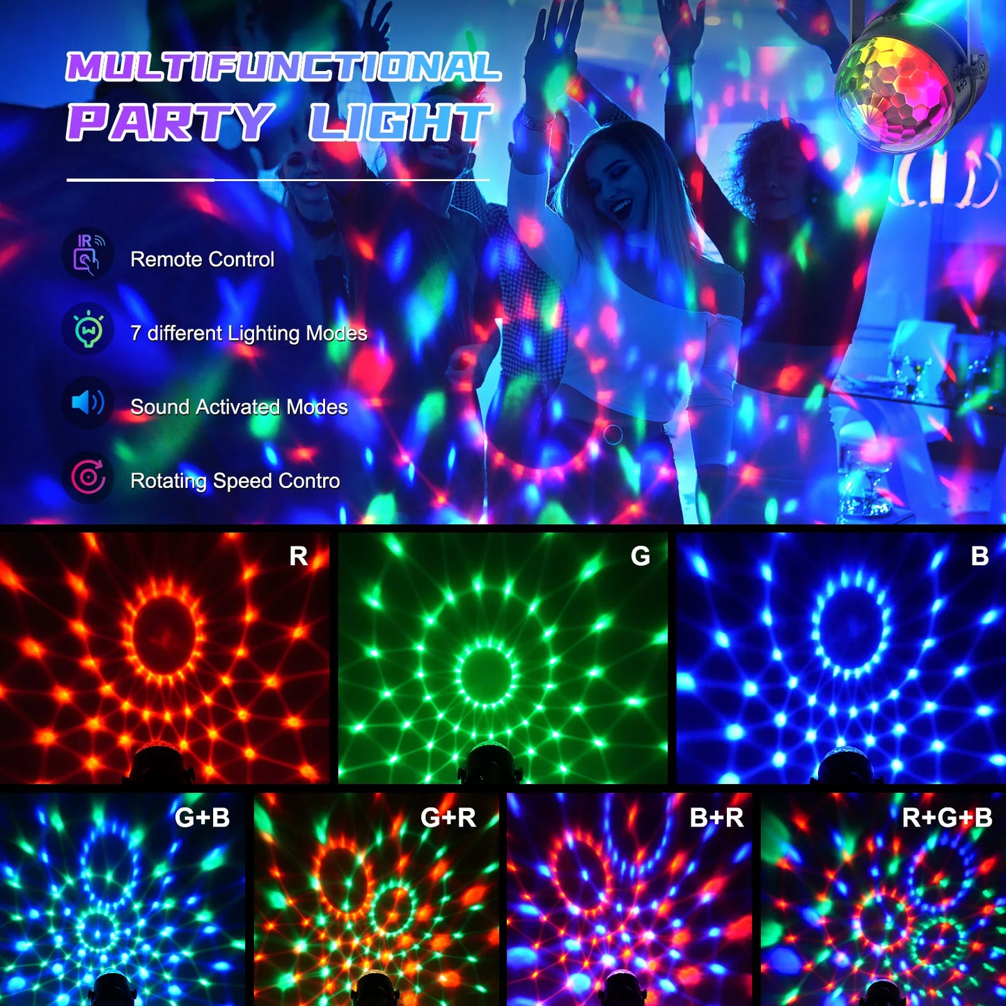 U'King RGB LED Stage Ball Lights With Remote Control
