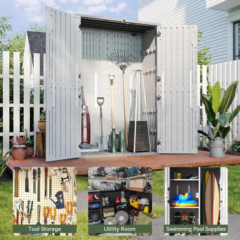 AOXUN 1800L Tall Outdoor Storage Shed With Floor Waterproof Resin