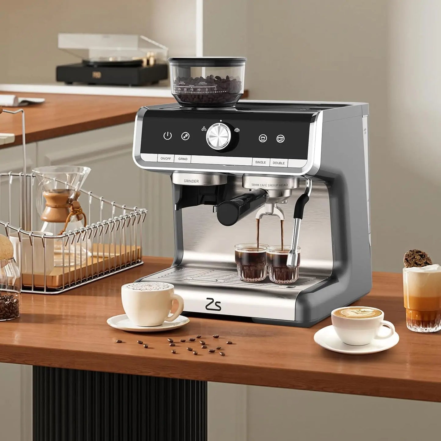 AceKool 20 Bar Espresso Machine With Grinder 1450W Semi Automatic
