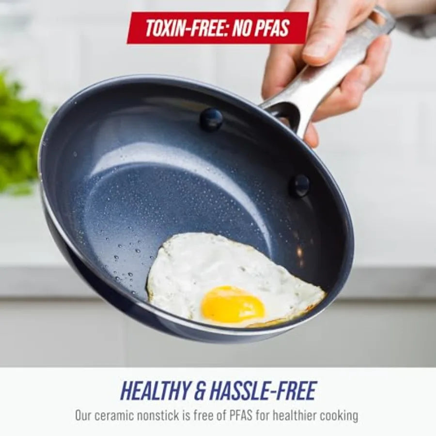 Diamond Infused Nonstick Frying Pan Skillet With PFASFree Ceramic Coating