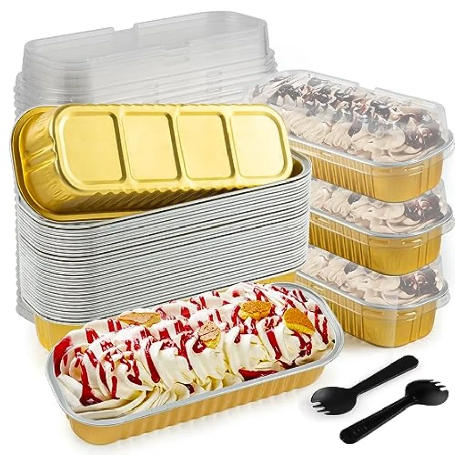 Mini Loaf Pans With Lids And Spoons Aluminum Foil Pans